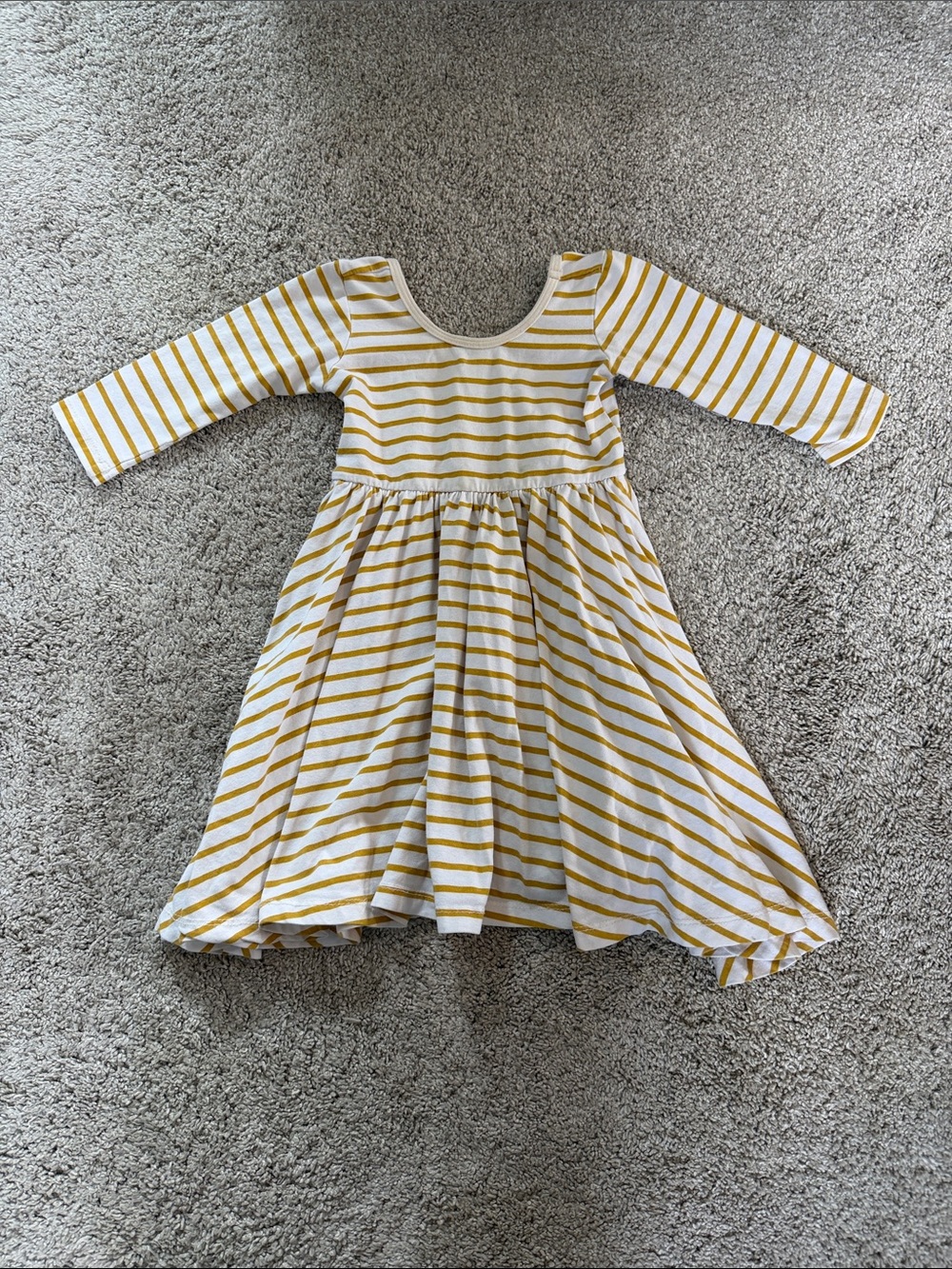 Girls' Yellow & White Striped Alice + Ames Long-Sleeve Twirl Ballet Dress